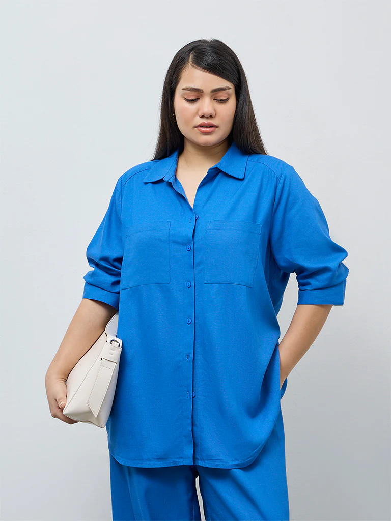 Gia Blue Solid Shirt