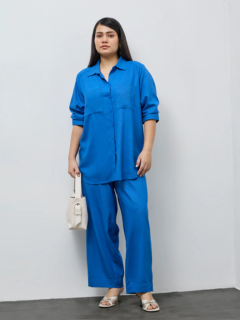 Gia Blue Solid Shirt - Image 2