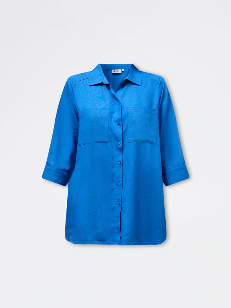 Gia Blue Solid Shirt - Image 5
