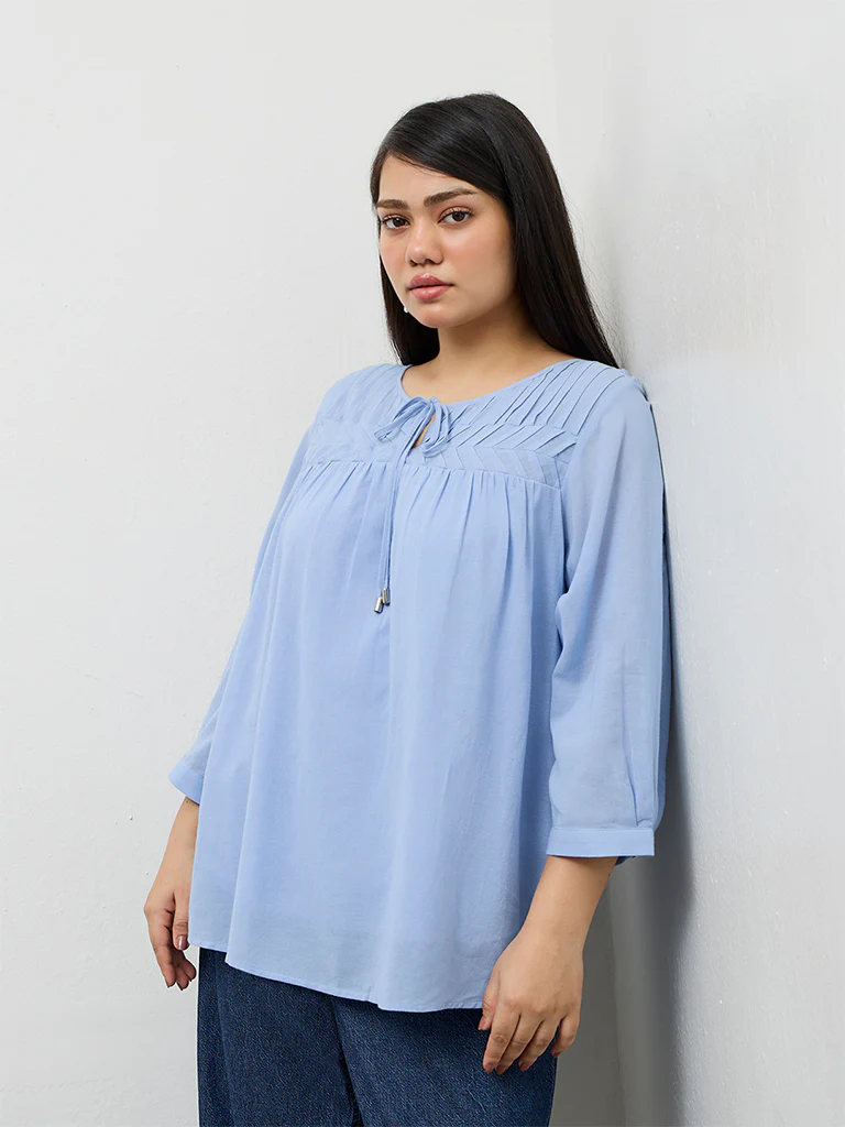 Gia Blue Solid Top - Image 2