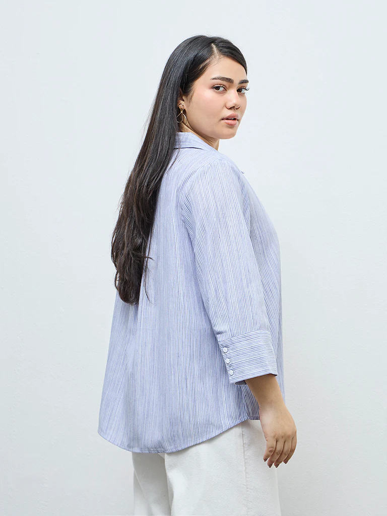 Gia Blue Striped Shirt - Image 4