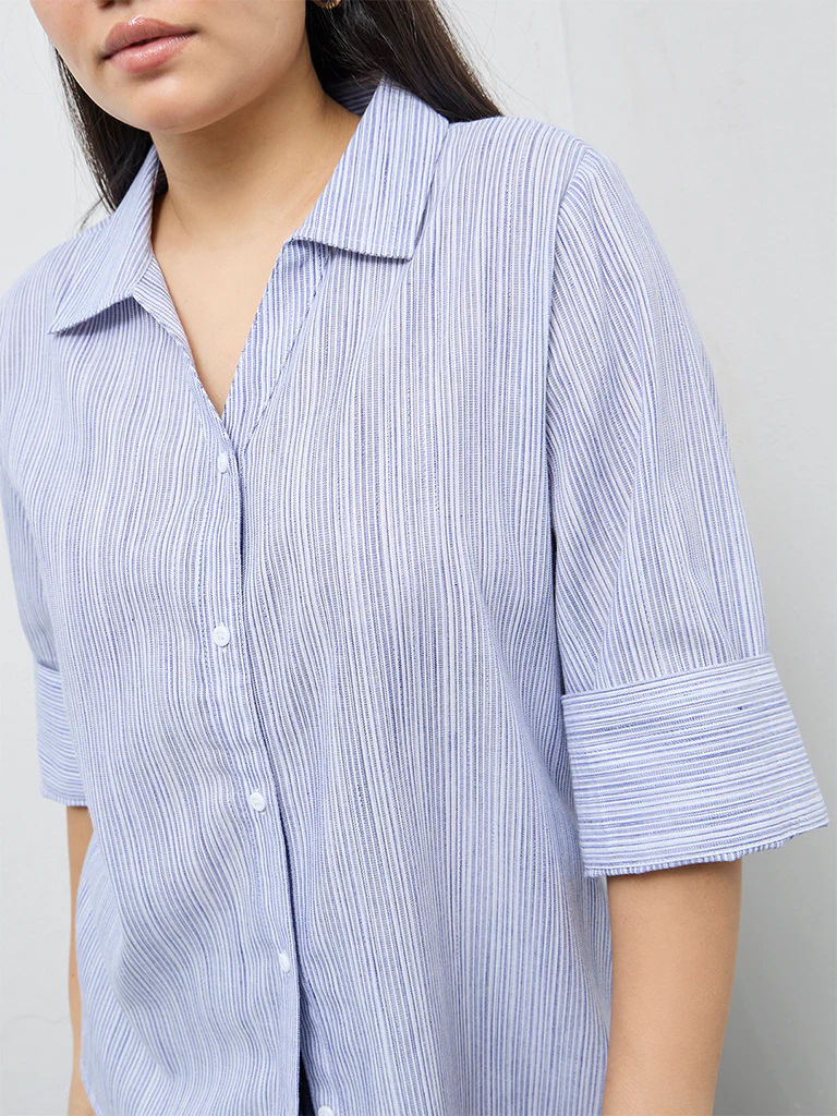 Gia Blue Striped Shirt - Image 3