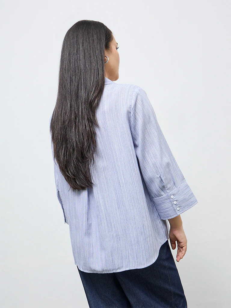 Gia Blue Striped Shirt - Image 4