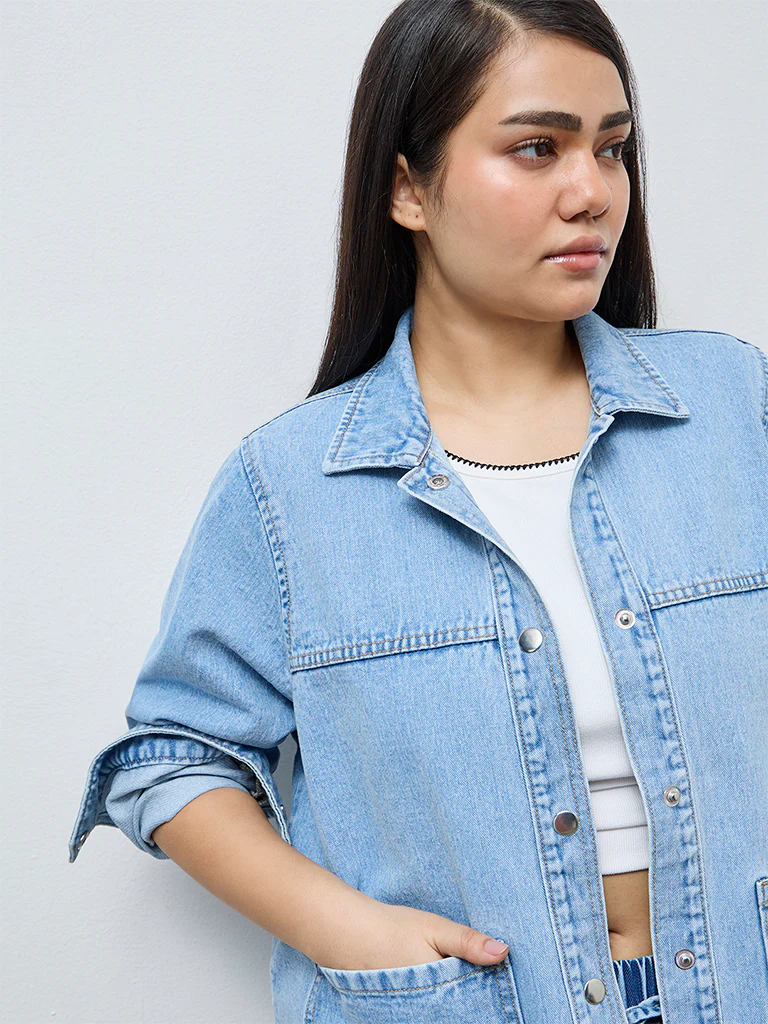 Gia Blue Washed Denim Jacket - Image 3