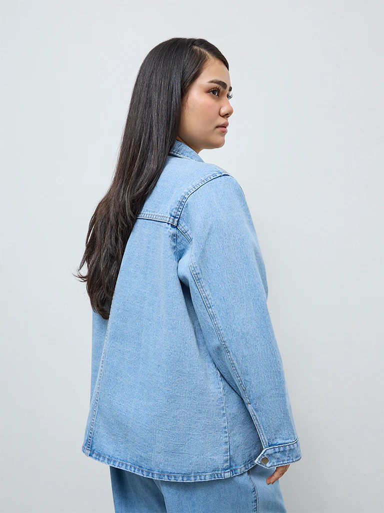 Gia Blue Washed Denim Jacket - Image 4