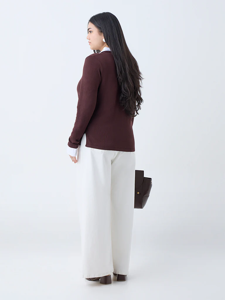 Gia Brown Collared Sweater - Image 4