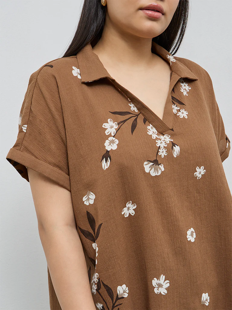 Gia Brown Floral Cotton Top - Image 3