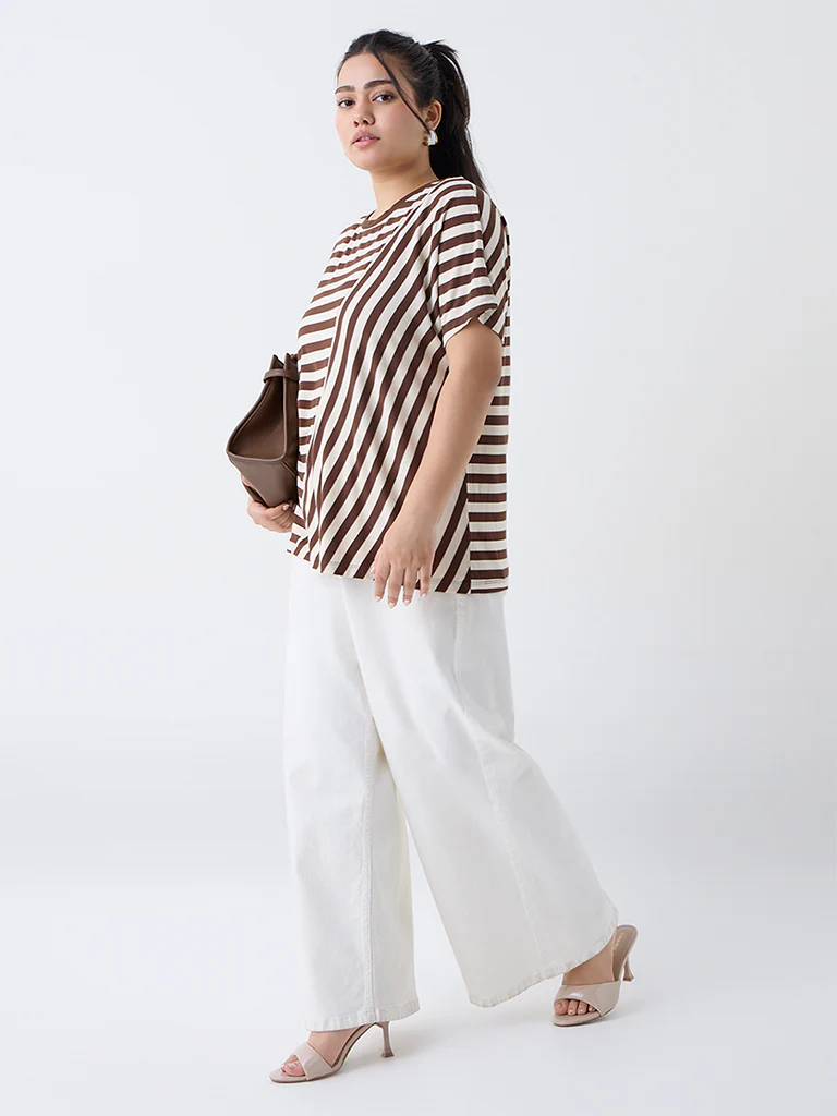 Gia Brown Striped T-Shirt - Image 2