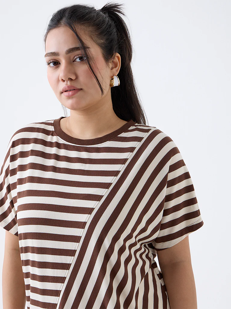 Gia Brown Striped T-Shirt - Image 3
