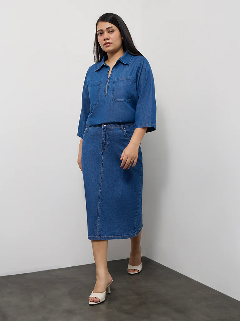 Gia Blue Denim Blouse - Image 2