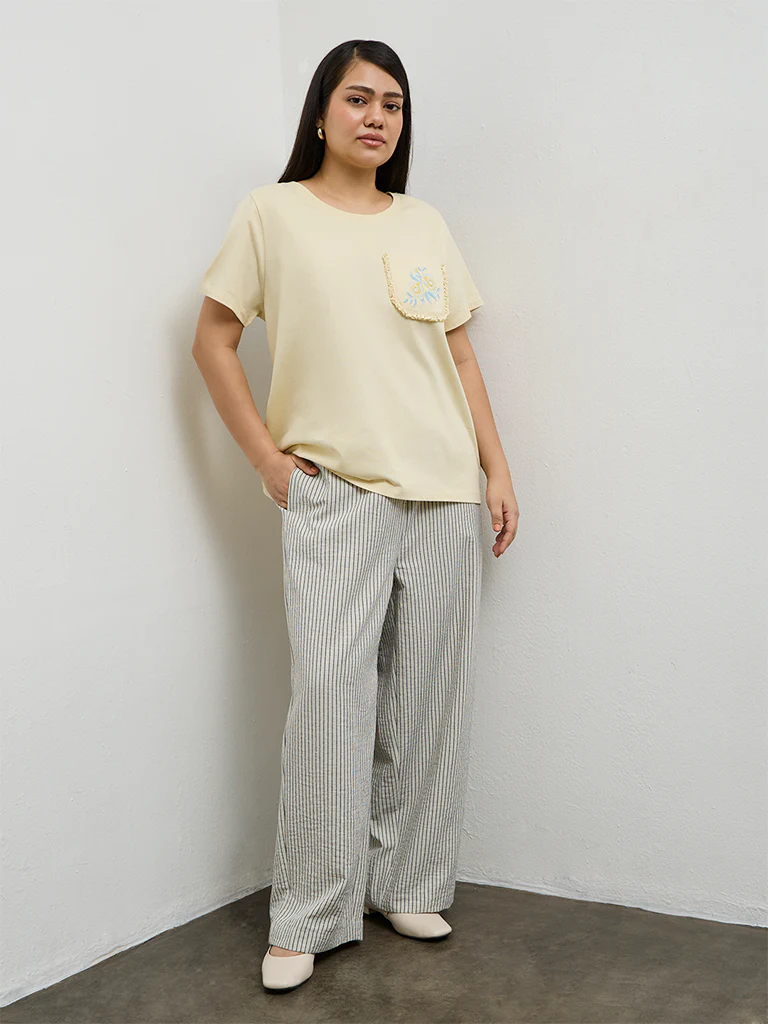 Gia Cream Embroidered Cotton T-Shirt - Image 2