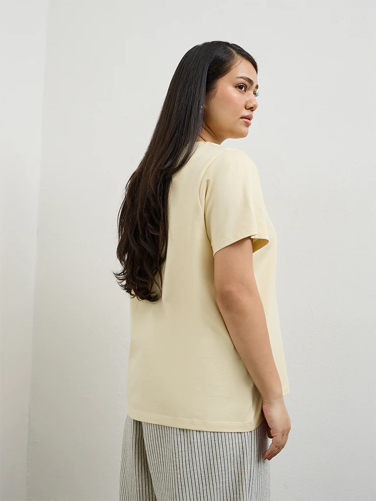 Gia Cream Embroidered Cotton T-Shirt - Image 4