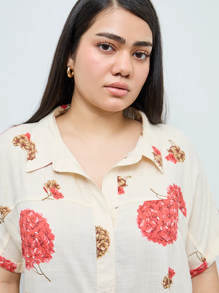 Gia Cream Floral Printed Blouse - Image 3