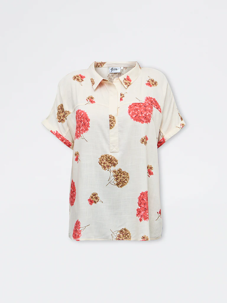 Gia Cream Floral Printed Blouse - Image 5