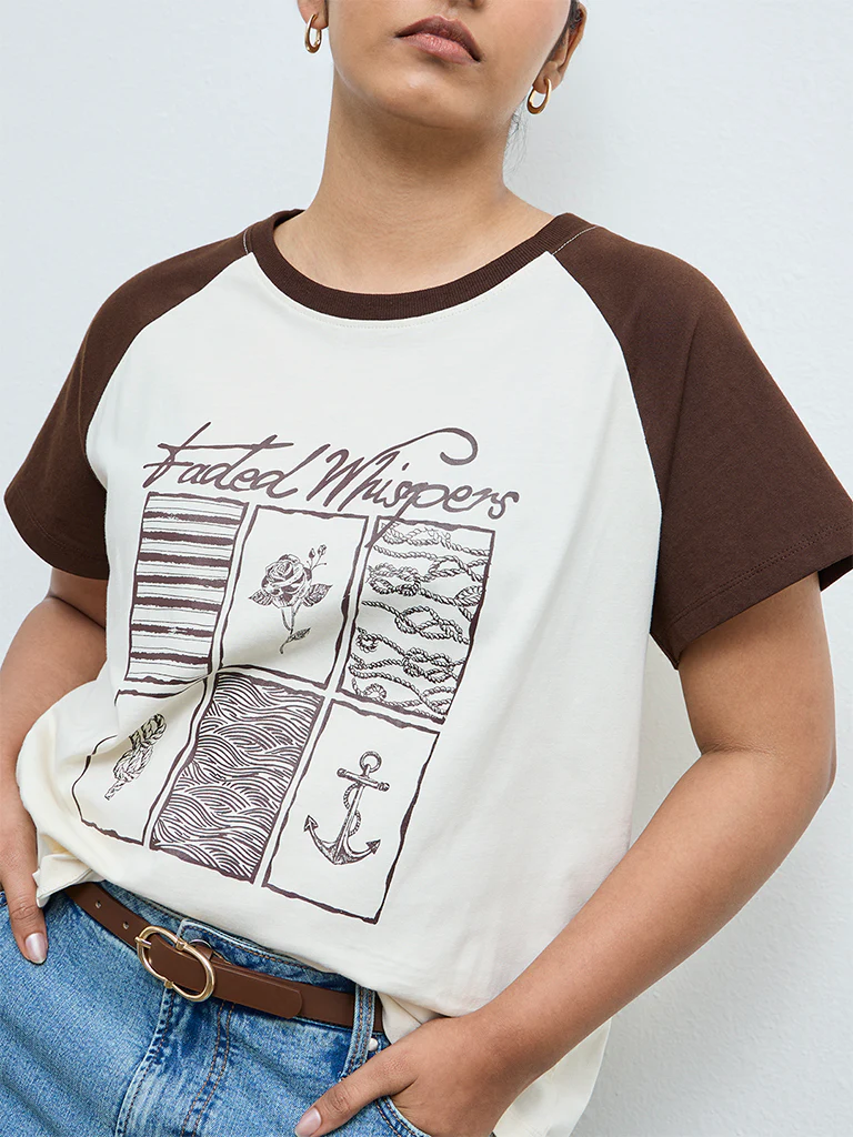 Gia Cream Graphic Printed Cotton T-Shirt - Image 3
