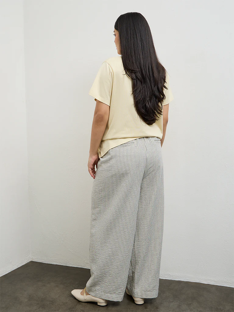 Gia Cream Striped High-Rise Trousers - Image 4