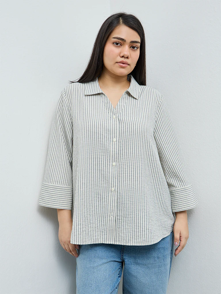 Gia Cream Striped Shirt