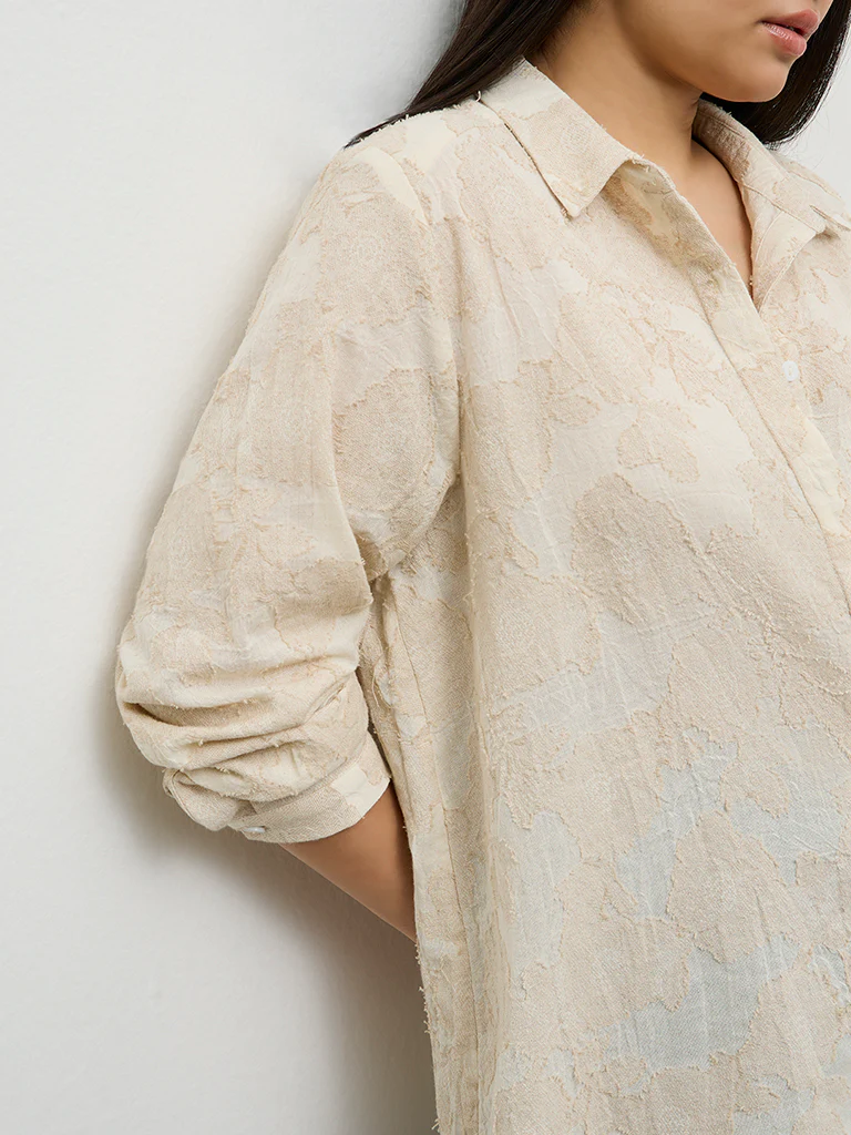 Gia Cream Textured Blouse - Image 3