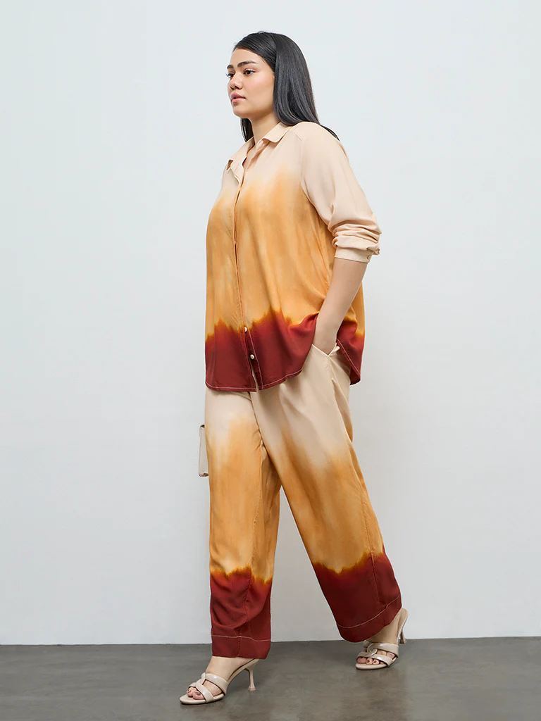 Gia Cream Tie-Dye High-Rise Pants