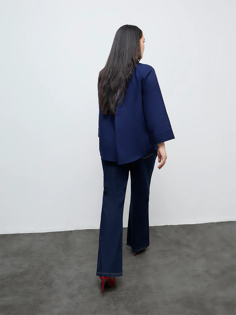 Gia Dark Blue High-Rise Bootcut Jeans - Image 4