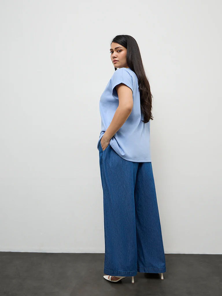 Gia Dark Blue High-Rise Denim Trousers - Image 4