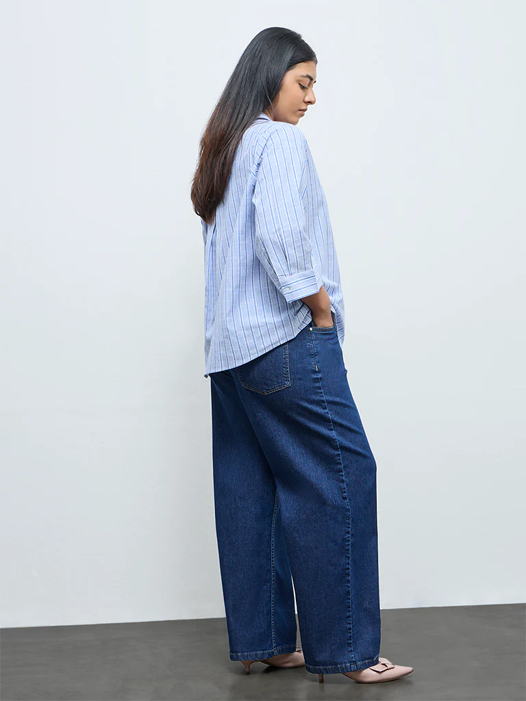 Gia Dark Blue Relaxed-Fit High-Rise Jeans - Image 4