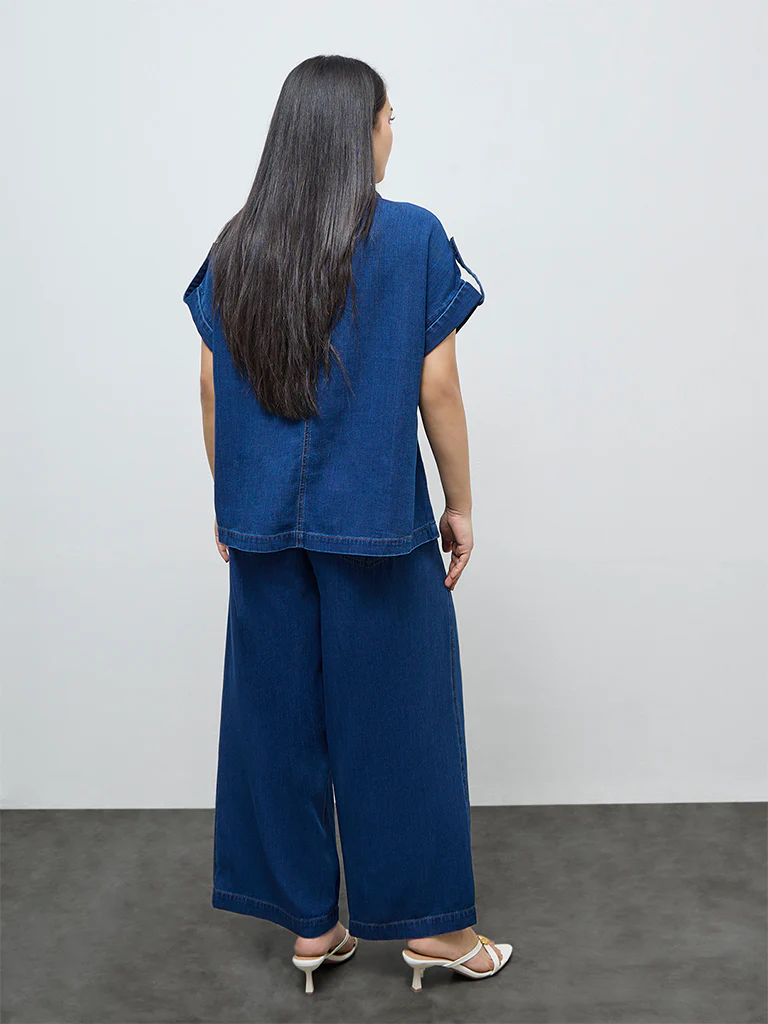 Gia Dark Blue Relaxed-Fit High-Rise Jeans - Image 4