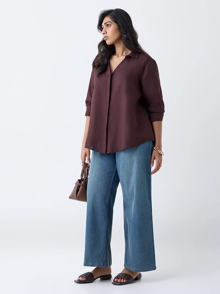 Gia Dark Brown Solid Shirt - Image 2