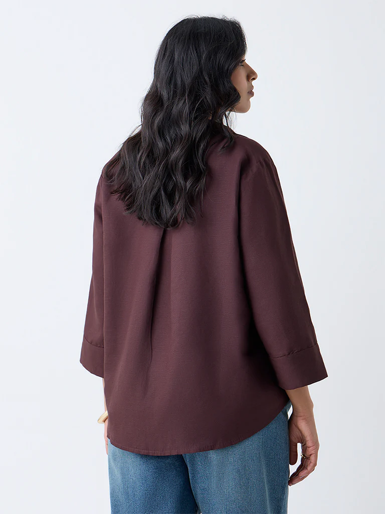 Gia Dark Brown Solid Shirt - Image 4