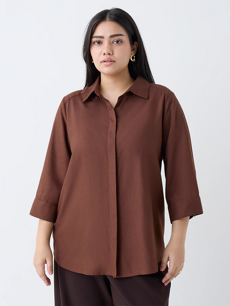 Gia Dark Brown Solid Shirt
