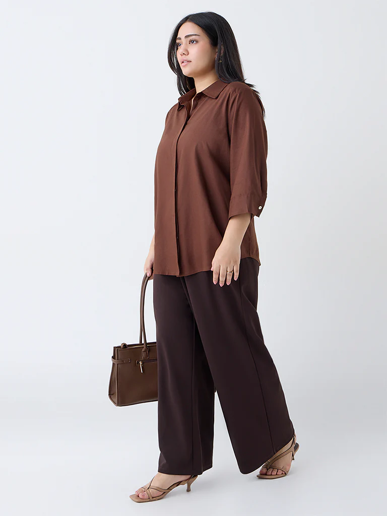 Gia Dark Brown Solid Shirt - Image 2