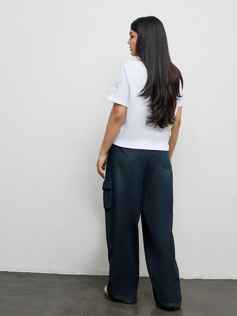 Gia Dark Green Cargo-Style High-Rise Jeans - Image 4