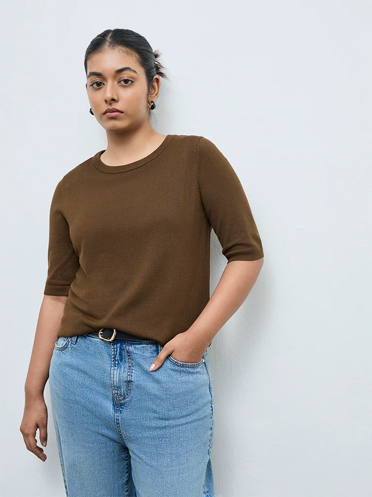Gia Dark Olive Knit-Textured Sweater - Image 2