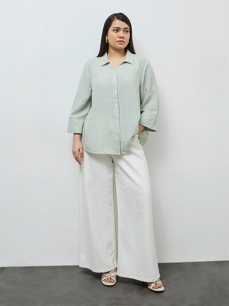 Gia Green Striped Shirt