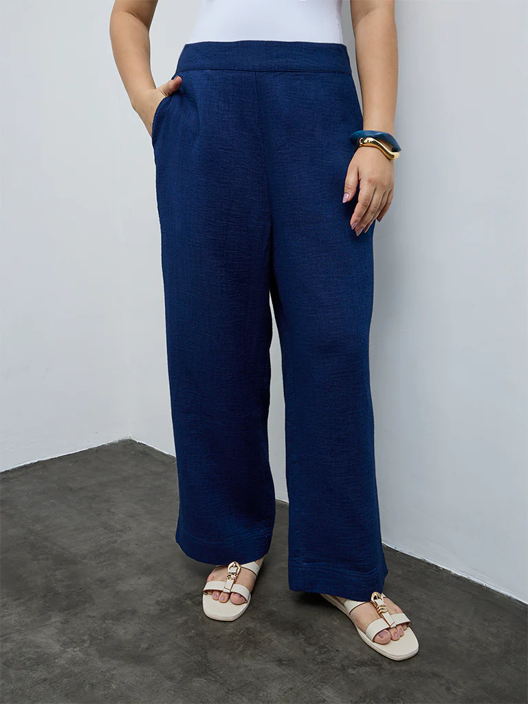 Gia Indigo High-Rise Cotton Pants - Image 2