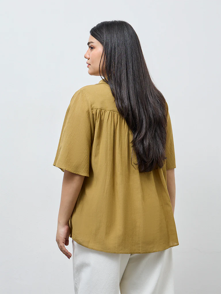 Gia Khaki Solid Blouse - Image 4