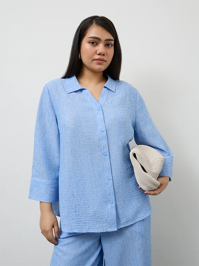 Gia Light Blue Textured Shirt