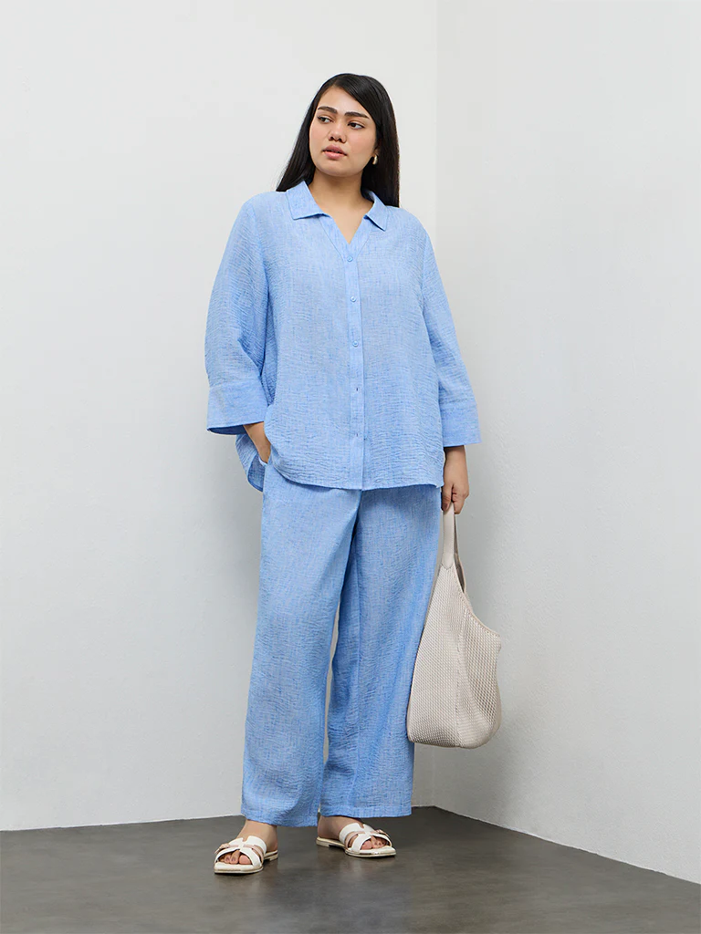 Gia Light Blue Textured Shirt - Image 2