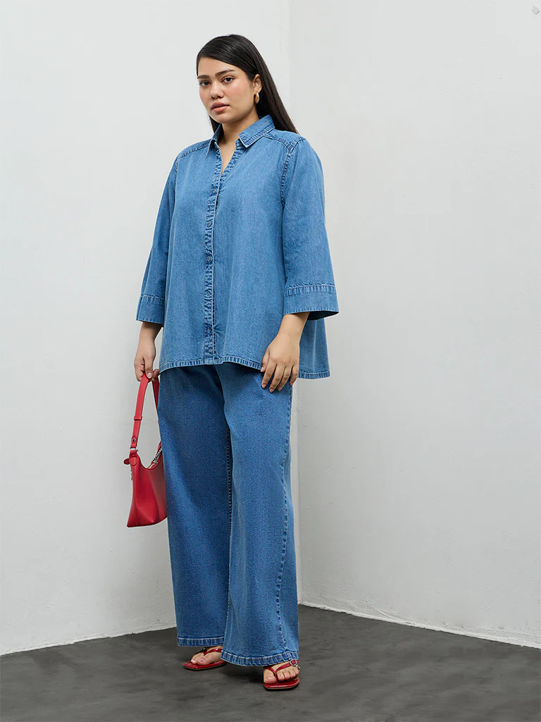 Gia Light Blue Washed Denim Shirt - Image 2