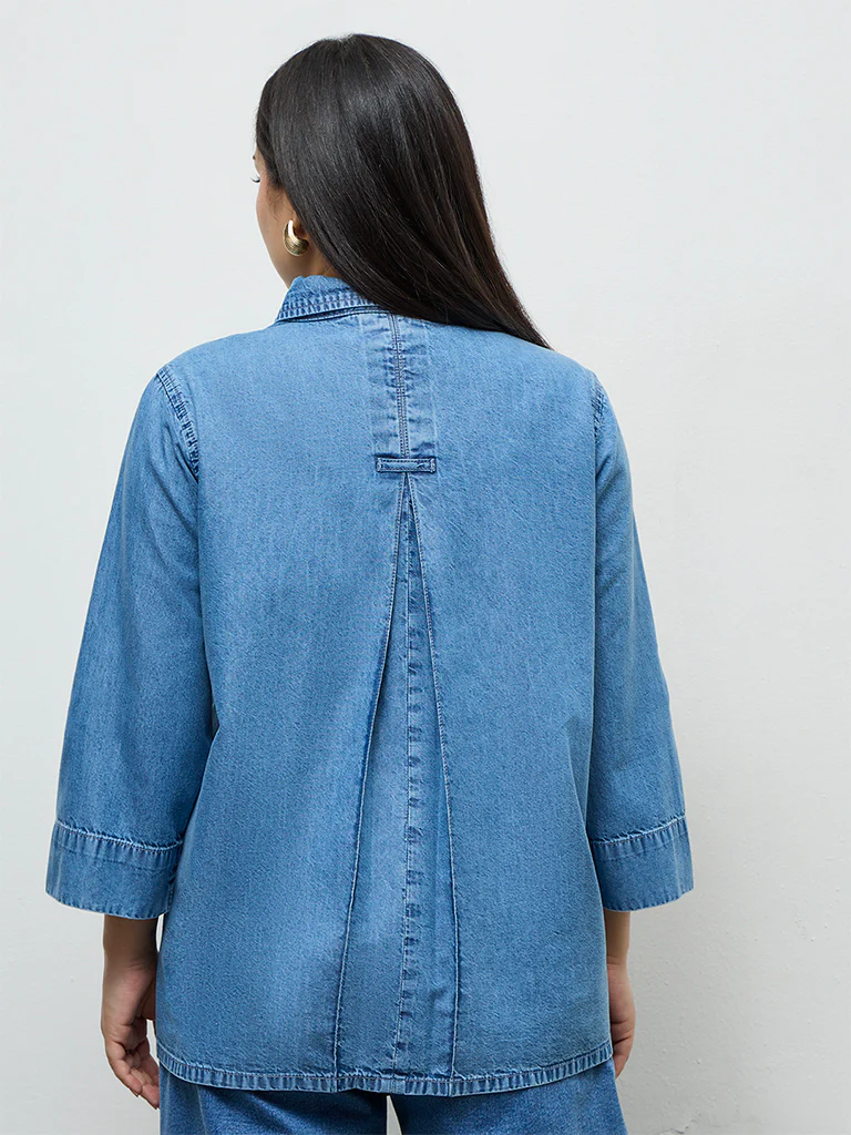 Gia Light Blue Washed Denim Shirt - Image 4