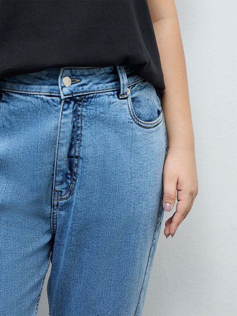 Gia Light Blue Washed High-Rise Jeans - Image 3