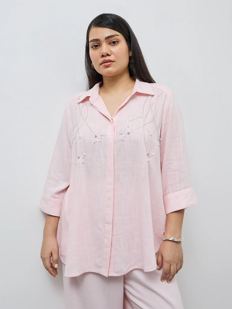 Gia Light Pink Embellished Shirt