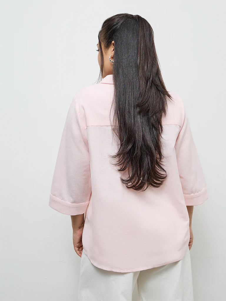 Gia Light Pink Embroidered Blouse - Image 4