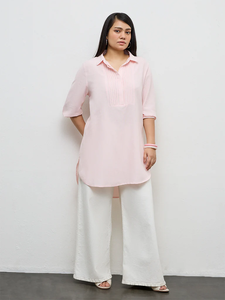 Gia Light Pink Pintuck Detailed Tunic