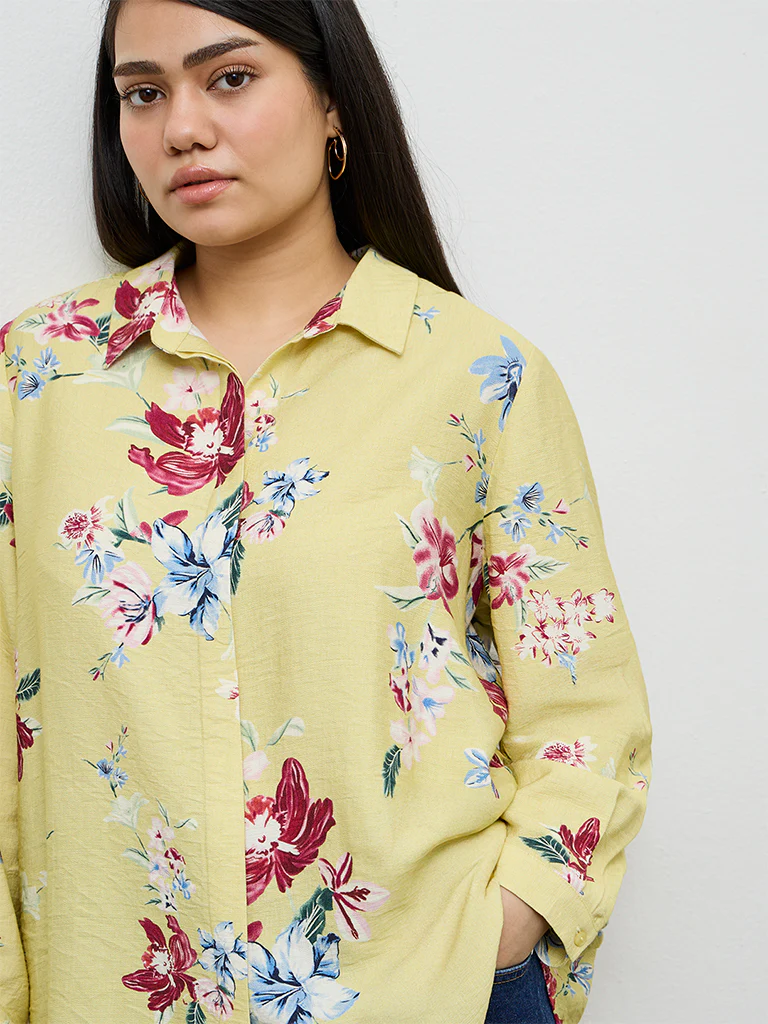Gia Light Yellow Floral Printed Shirt - Image 3