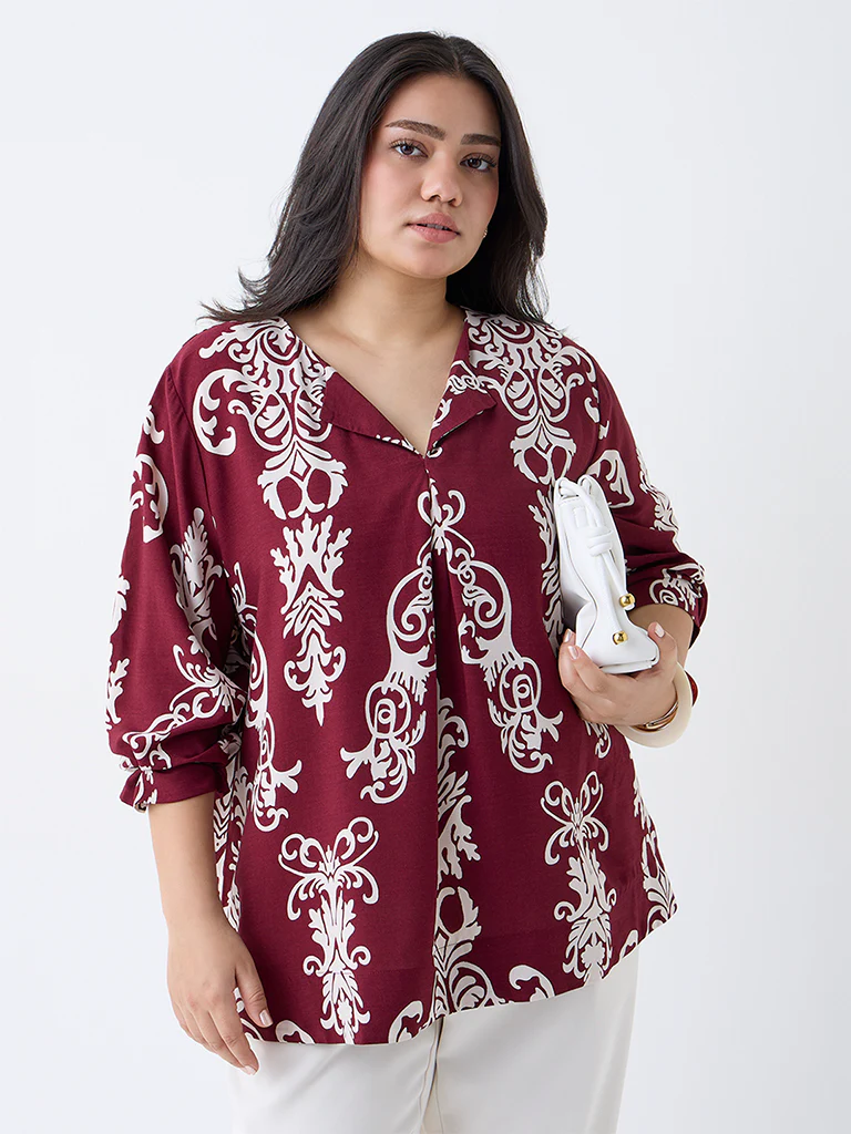 Gia Maroon Printed Blouse