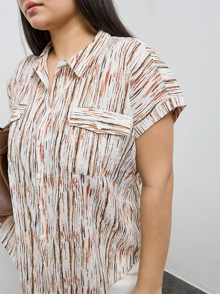 Gia Multicolour Abstract Printed Cotton Shirt - Image 3