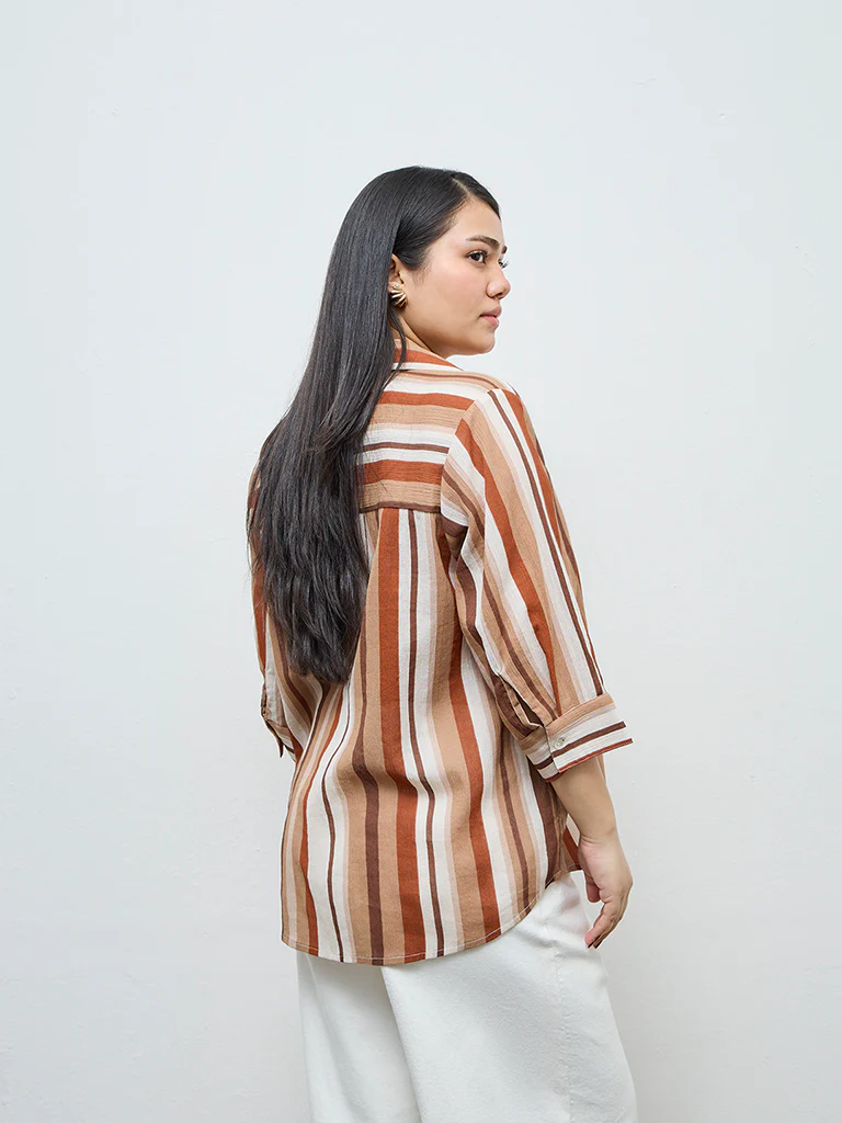 Gia Multicolour Striped Cotton Shirt - Image 4