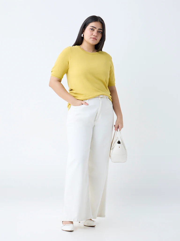 Gia Mustard Solid T-Shirt - Image 2