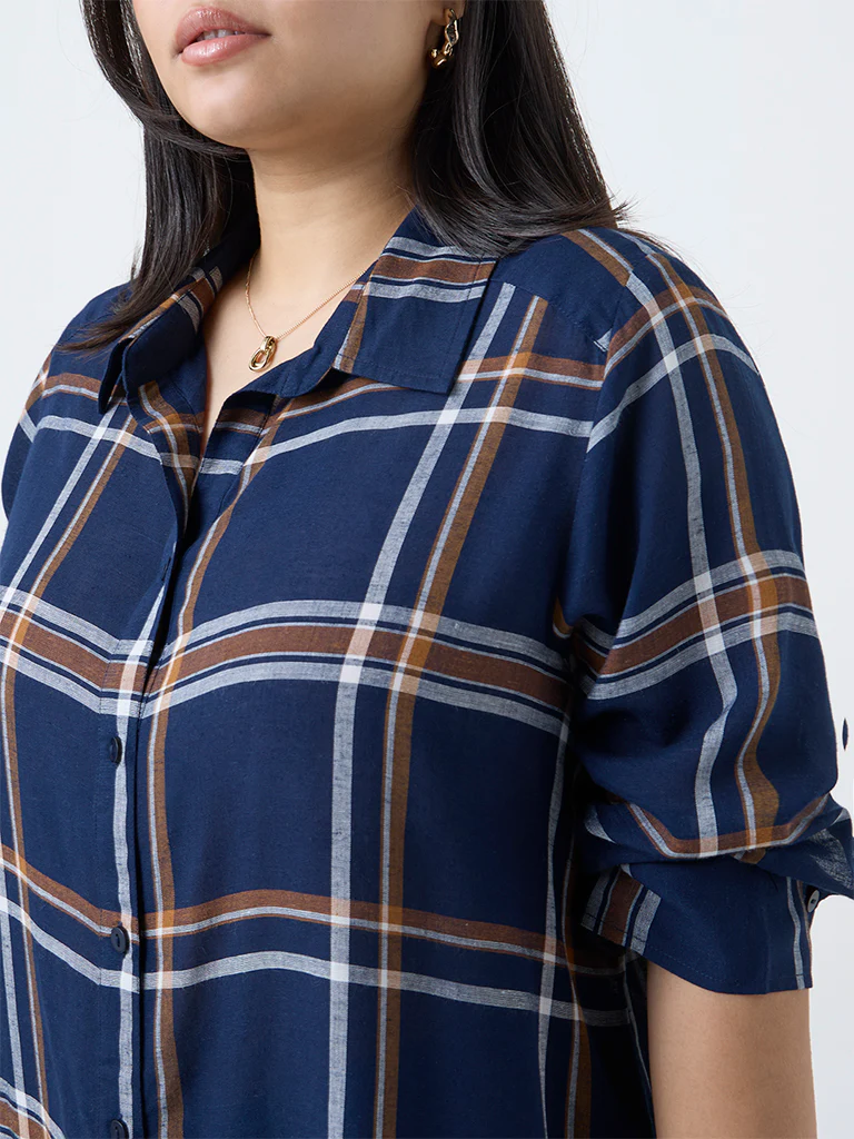 Gia Navy Checks Design Shirt - Image 3